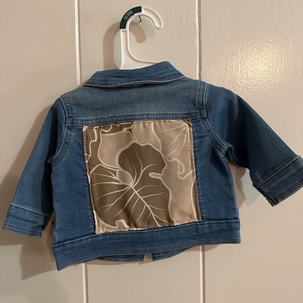 Hawaiian print Kids denim "kalo" jacket